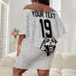 Custom World Football 2026 Egypt Off Shoulder Short Dress Pharaohs Hieroglyphs Pride White Version