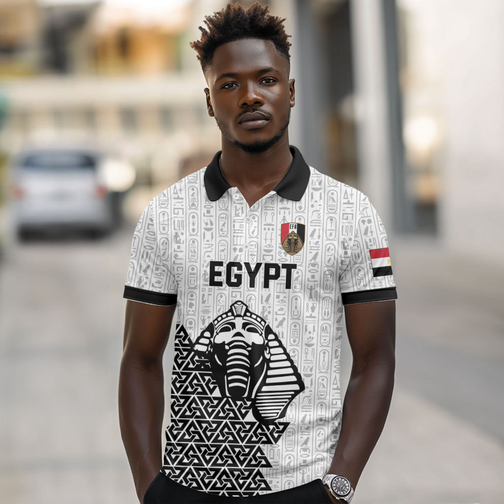 Custom World Football 2026 Egypt Polo Shirt Pharaohs Hieroglyphs Pride White Version