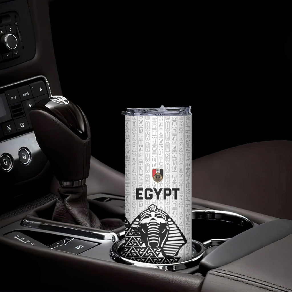 Custom World Football 2026 Egypt Skinny Tumbler Pharaohs Hieroglyphs Pride White Version