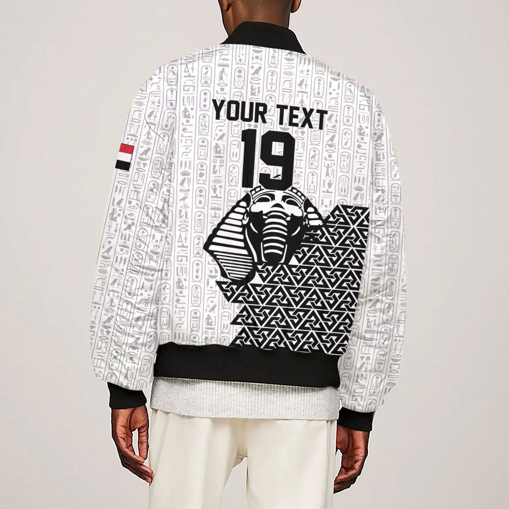 Custom World Football 2026 Egypt Sleeve Zip Bomber Jacket Pharaohs Hieroglyphs Pride White Version