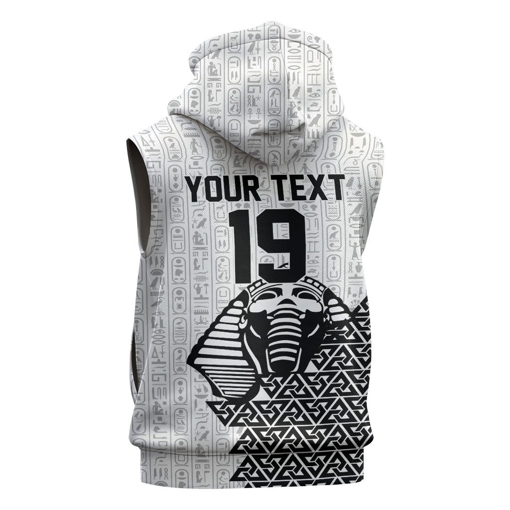 Custom World Football 2026 Egypt Sleeveless Zip Hoodie Pharaohs Hieroglyphs Pride White Version
