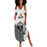 Custom World Football 2026 Egypt Summer Maxi Dress Pharaohs Hieroglyphs Pride White Version