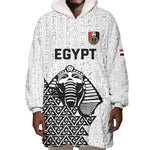 Custom World Football 2026 Egypt Wearable Blanket Hoodie Pharaohs Hieroglyphs Pride White Version