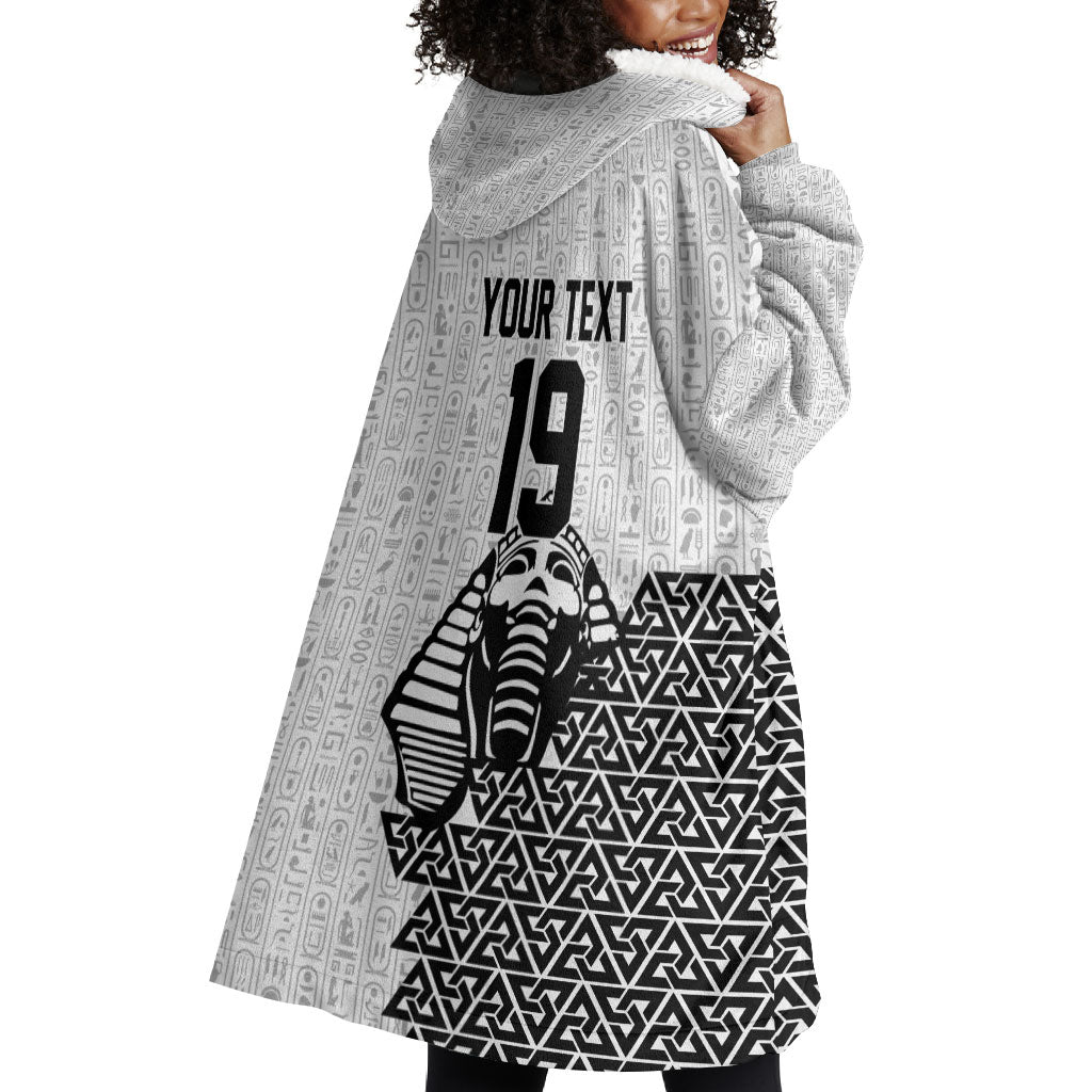 Custom World Football 2026 Egypt Wearable Blanket Hoodie Pharaohs Hieroglyphs Pride White Version