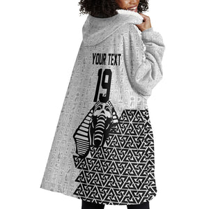 Custom World Football 2026 Egypt Wearable Blanket Hoodie Pharaohs Hieroglyphs Pride White Version