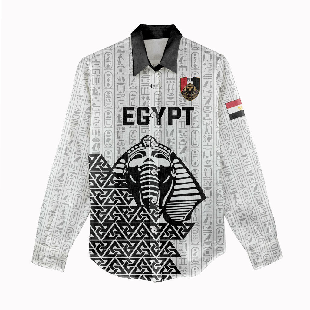 Custom World Football 2026 Egypt Women Casual Shirt Pharaohs Hieroglyphs Pride White Version