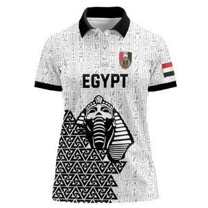 Custom World Football 2026 Egypt Women Polo Shirt Pharaohs Hieroglyphs Pride White Version