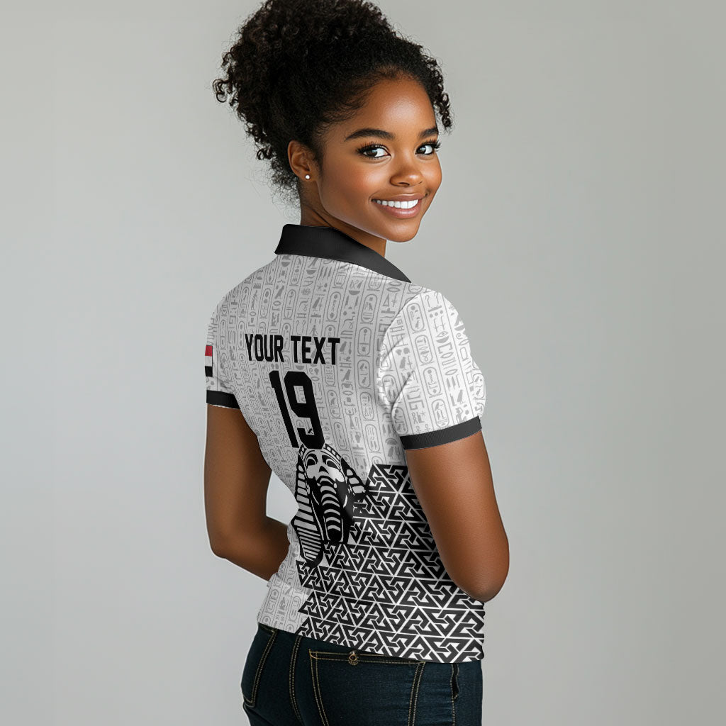 Custom World Football 2026 Egypt Women Polo Shirt Pharaohs Hieroglyphs Pride White Version