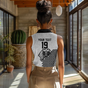 Custom World Football 2026 Egypt Women Sleeveless Polo Shirt Pharaohs Hieroglyphs Pride White Version