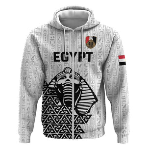 Custom World Football 2026 Egypt Zip Hoodie Pharaohs Hieroglyphs Pride White Version