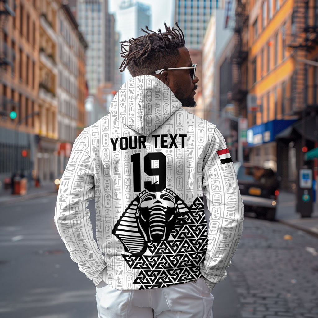 Custom World Football 2026 Egypt Zip Hoodie Pharaohs Hieroglyphs Pride White Version