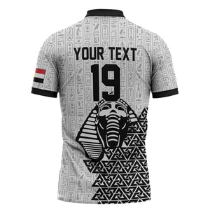 Custom World Football 2026 Egypt Zipper Polo Shirt Pharaohs Hieroglyphs Pride White Version