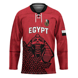 Custom World Football 2026 Egypt Hockey Jersey Pharaohs Hieroglyphs Pride Red Version