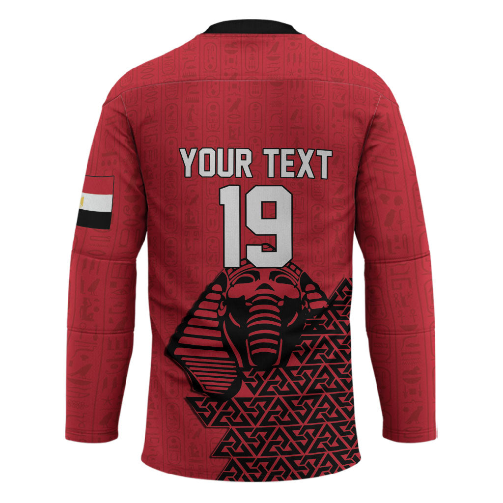 Custom World Football 2026 Egypt Hockey Jersey Pharaohs Hieroglyphs Pride Red Version