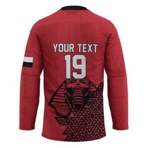Custom World Football 2026 Egypt Hockey Jersey Pharaohs Hieroglyphs Pride Red Version