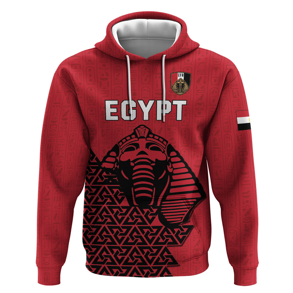 Custom World Football 2026 Egypt Hoodie Pharaohs Hieroglyphs Pride Red Version