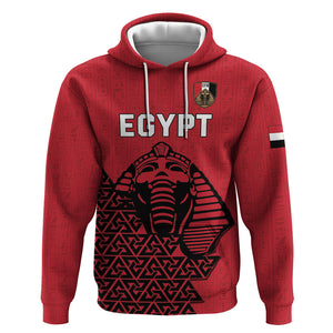 Custom World Football 2026 Egypt Hoodie Pharaohs Hieroglyphs Pride Red Version
