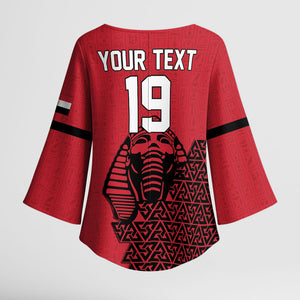 Custom World Football 2026 Egypt Kimono Sleeve Blouse Pharaohs Hieroglyphs Pride Red Version