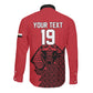 Custom World Football 2026 Egypt Long Sleeve Button Shirt Pharaohs Hieroglyphs Pride Red Version