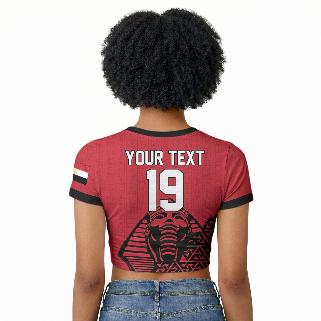 Custom World Football 2026 Egypt Raglan Cropped T shirt Pharaohs Hieroglyphs Pride Red Version