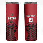 Custom World Football 2026 Egypt Skinny Tumbler Pharaohs Hieroglyphs Pride Red Version