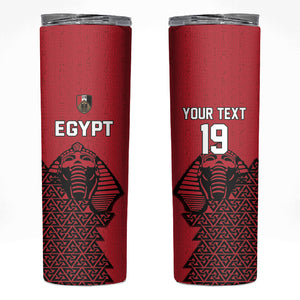 Custom World Football 2026 Egypt Skinny Tumbler Pharaohs Hieroglyphs Pride Red Version