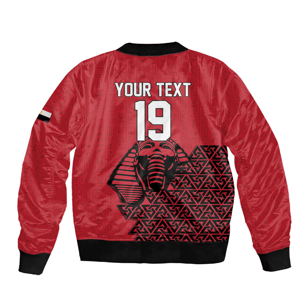 Custom World Football 2026 Egypt Sleeve Zip Bomber Jacket Pharaohs Hieroglyphs Pride Red Version