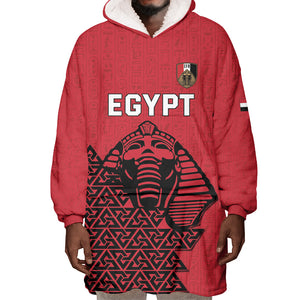 Custom World Football 2026 Egypt Wearable Blanket Hoodie Pharaohs Hieroglyphs Pride Red Version