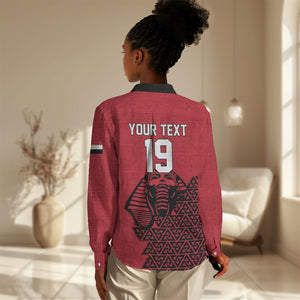 Custom World Football 2026 Egypt Women Casual Shirt Pharaohs Hieroglyphs Pride Red Version