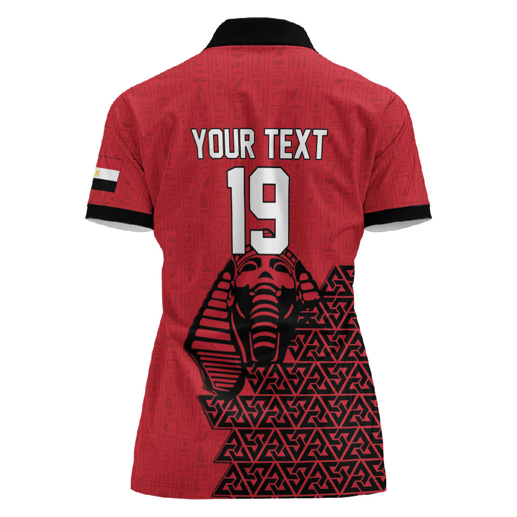 Custom World Football 2026 Egypt Women Polo Shirt Pharaohs Hieroglyphs Pride Red Version