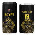 Custom World Football 2026 Egypt 4 in 1 Can Cooler Tumbler Pharaohs Hieroglyphs Pride Black Version