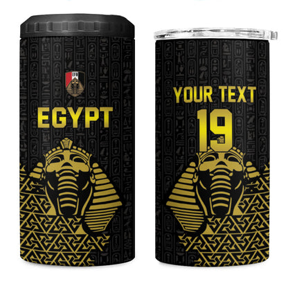 Custom World Football 2026 Egypt 4 in 1 Can Cooler Tumbler Pharaohs Hieroglyphs Pride Black Version