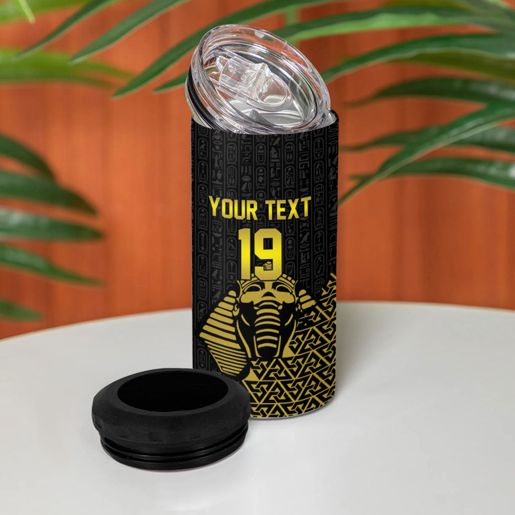 Custom World Football 2026 Egypt 4 in 1 Can Cooler Tumbler Pharaohs Hieroglyphs Pride Black Version