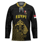 Custom World Football 2026 Egypt Hockey Jersey Pharaohs Hieroglyphs Pride Black Version