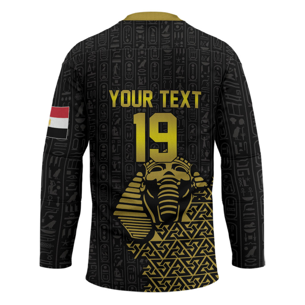 Custom World Football 2026 Egypt Hockey Jersey Pharaohs Hieroglyphs Pride Black Version