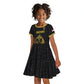 Custom World Football 2026 Egypt Kid Short Sleeve Dress Pharaohs Hieroglyphs Pride Black Version
