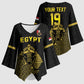 Custom World Football 2026 Egypt Kimono Sleeve Blouse Pharaohs Hieroglyphs Pride Black Version