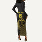 Custom World Football 2026 Egypt Long Sleeve Bodycon Dress Pharaohs Hieroglyphs Pride Black Version