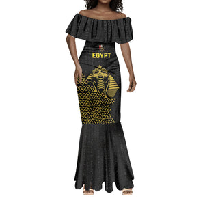 Custom World Football 2026 Egypt Mermaid Dress Pharaohs Hieroglyphs Pride Black Version