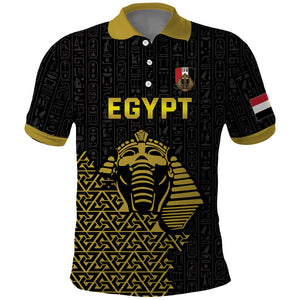Custom World Football 2026 Egypt Polo Shirt Pharaohs Hieroglyphs Pride Black Version