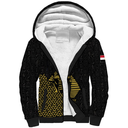 Custom World Football 2026 Egypt Sherpa Hoodie Pharaohs Hieroglyphs Pride Black Version