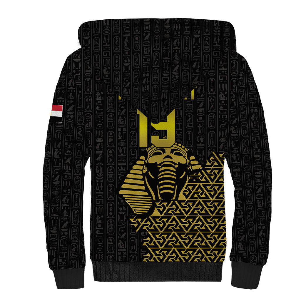 Custom World Football 2026 Egypt Sherpa Hoodie Pharaohs Hieroglyphs Pride Black Version