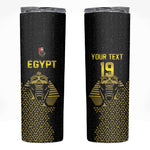 Custom World Football 2026 Egypt Skinny Tumbler Pharaohs Hieroglyphs Pride Black Version