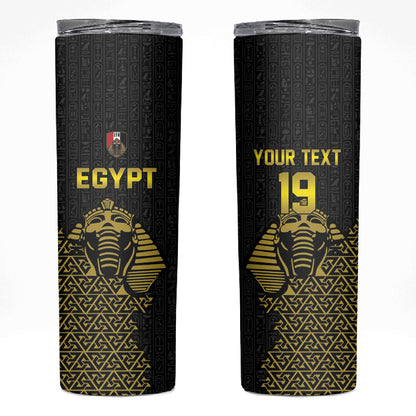 Custom World Football 2026 Egypt Skinny Tumbler Pharaohs Hieroglyphs Pride Black Version