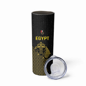 Custom World Football 2026 Egypt Skinny Tumbler Pharaohs Hieroglyphs Pride Black Version