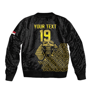 Custom World Football 2026 Egypt Sleeve Zip Bomber Jacket Pharaohs Hieroglyphs Pride Black Version
