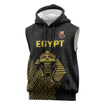 Custom World Football 2026 Egypt Sleeveless Hoodie Pharaohs Hieroglyphs Pride Black Version