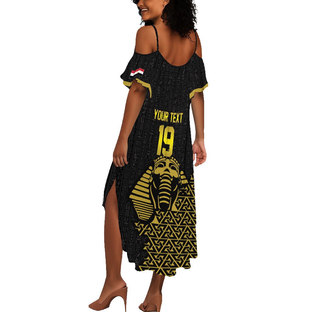 Custom World Football 2026 Egypt Summer Maxi Dress Pharaohs Hieroglyphs Pride Black Version