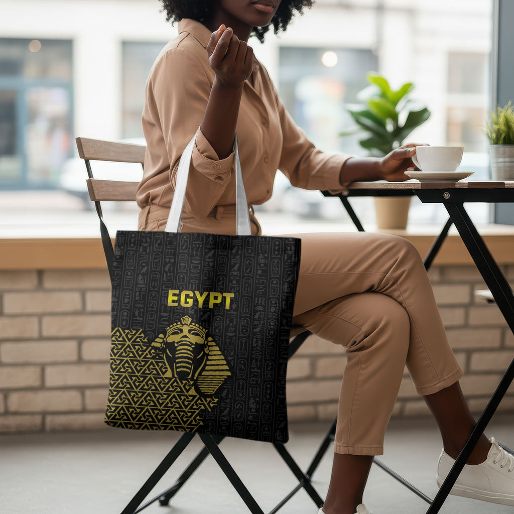 World Football 2026 Egypt Tote Bag Pharaohs Hieroglyphs Pride Black Version