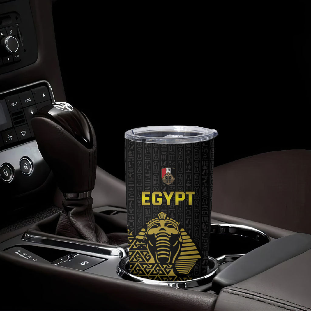 Custom World Football 2026 Egypt Tumbler Cup Pharaohs Hieroglyphs Pride Black Version